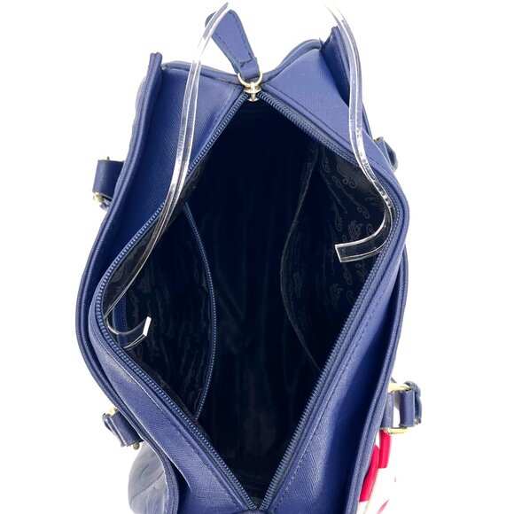 Walt Disney Boutique Handbag Purse Minnie Mouse Polka Dot White Bow Navy Blue - Picture 6 of 16